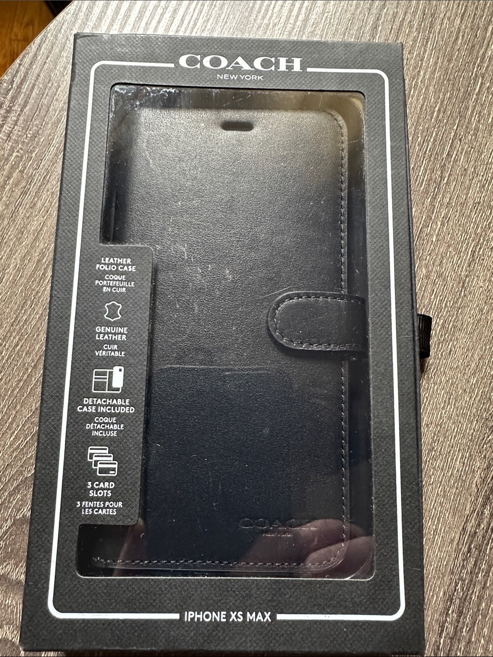 Coach Black Leather Folio Case for iPhone XS Max with Card Slots